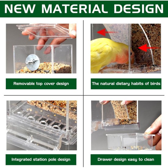 Automatic Feeder for Birds and Parrots - Bird Feeder with Drinking Fountain for Budgies, Canaries, Finches Automatic Feeder for Birds and Parrots - Bird Feeder with Drinking Fountain for Budgies, Canaries, Finches