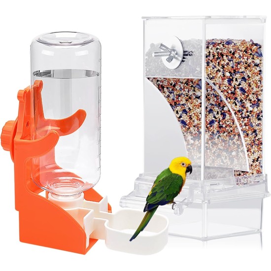 Automatic Feeder for Birds and Parrots - Bird Feeder with Drinking Fountain for Budgies, Canaries, Finches