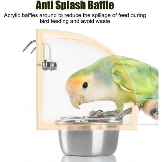 Bird Food and Water Bowl, Transparent Bird Feeder for Cage, Stainless Steel Double Bird Bowls with Non-Slip Stand for Parakeets, Psittacus Erithacus, Lovebirds, Budgies Bird Food and Water Bowl, Transparent Bird Feeder for Cage, Stainless Steel Double Bird Bowls with Non-Slip Stand for Parakeets, Psittacus Erithacus, Lovebirds, Budgies