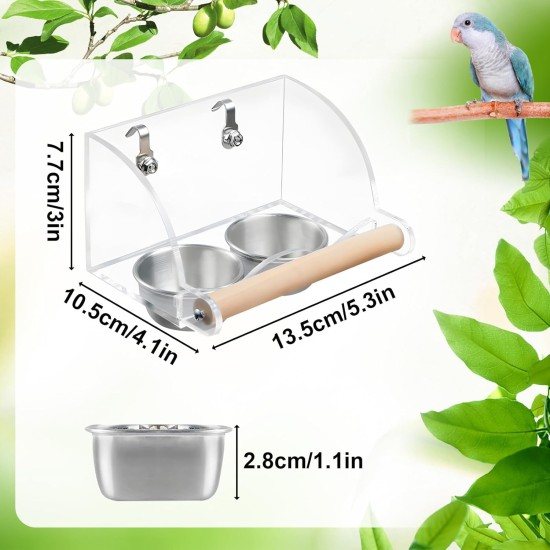 DGMI Transparent Bird Feeder Budgie Automatic Bird Feeder Stainless Steel Double Bird Bowls with Non-Slip Stand for Budgies, Canaries, Nymphensittic DGMI Transparent Bird Feeder Budgie Automatic Bird Feeder Stainless Steel Double Bird Bowls with Non-Slip Stand for Budgies, Canaries, Nymphensittic