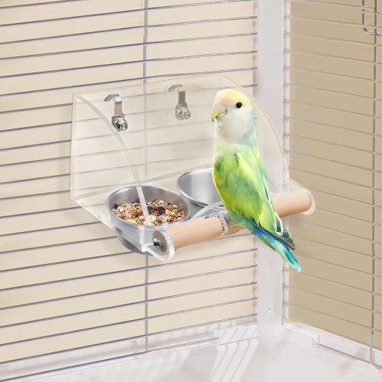DGMI Transparent Bird Feeder Budgie Automatic Bird Feeder Stainless Steel Double Bird Bowls with Non-Slip Stand for Budgies, Canaries, Nymphensittic DGMI Transparent Bird Feeder Budgie Automatic Bird Feeder Stainless Steel Double Bird Bowls with Non-Slip Stand for Budgies, Canaries, Nymphensittic