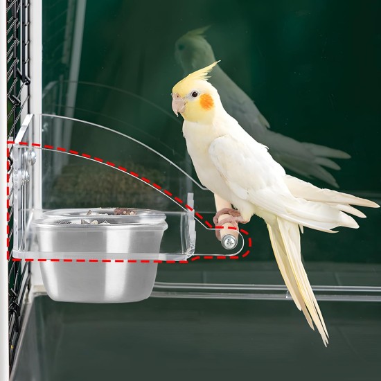 DGMI Transparent Bird Feeder Budgie Automatic Bird Feeder Stainless Steel Double Bird Bowls with Non-Slip Stand for Budgies, Canaries, Nymphensittic DGMI Transparent Bird Feeder Budgie Automatic Bird Feeder Stainless Steel Double Bird Bowls with Non-Slip Stand for Budgies, Canaries, Nymphensittic