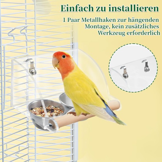 DGMI Transparent Bird Feeder Budgie Automatic Bird Feeder Stainless Steel Double Bird Bowls with Non-Slip Stand for Budgies, Canaries, Nymphensittic DGMI Transparent Bird Feeder Budgie Automatic Bird Feeder Stainless Steel Double Bird Bowls with Non-Slip Stand for Budgies, Canaries, Nymphensittic