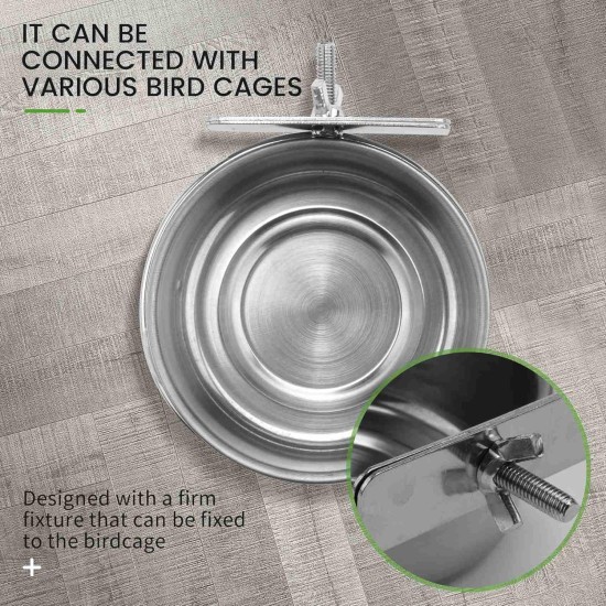 Grnlucja Bird Feeder Cup 3 Pieces Stainless Steel Parrot Cage Feeding Bowl for S Grnlucja Bird Feeder Cup 3 Pieces Stainless Steel Parrot Cage Feeding Bowl for S