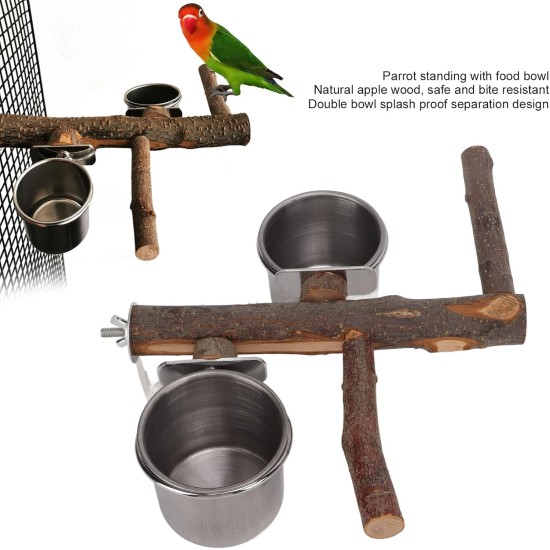 HEEPDD Bird Cage Feeder Set Pet Bird Wooden Perch Parrot Stand Feeder Bowl for Parrot HEEPDD Bird Cage Feeder Set Pet Bird Wooden Perch Parrot Stand Feeder Bowl for Parrot