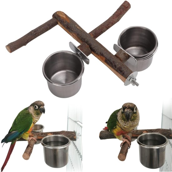 HEEPDD Bird Cage Feeder Set Pet Bird Wooden Perch Parrot Stand Feeder Bowl for Parrot HEEPDD Bird Cage Feeder Set Pet Bird Wooden Perch Parrot Stand Feeder Bowl for Parrot