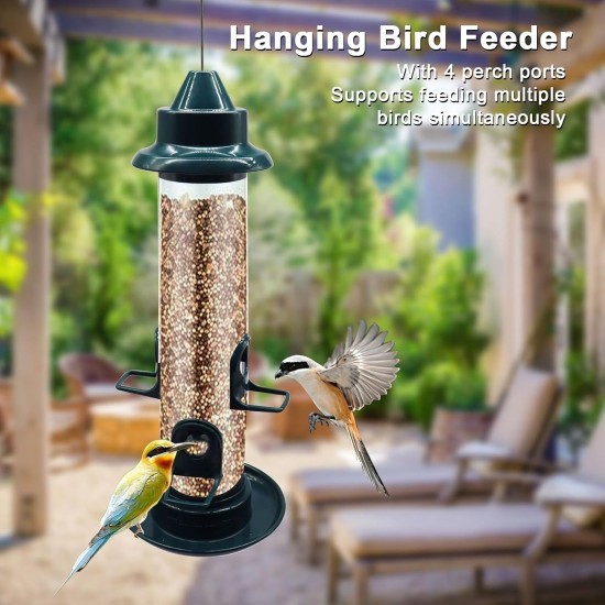 Hängender Vogelfutterspender, Eichhörnchensicher Verstellbarer Haken Automatischer Vogelfutterspender, Röhren Vogelfutterspender mit 6 Futteröffnungen für Vögel für Gartendekoratio Hängender Vogelfutterspender, Eichhörnchensicher Verstellbarer Haken Automatischer Vogelfutterspender, Röhren Vogelfutterspender mit 6 Futteröffnungen für Vögel für Gartendekoratio