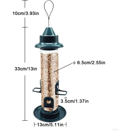 Hängender Vogelfutterspender, Eichhörnchensicher Verstellbarer Haken Automatischer Vogelfutterspender, Röhren Vogelfutterspender mit 6 Futteröffnungen für Vögel für Gartendekoratio Hängender Vogelfutterspender, Eichhörnchensicher Verstellbarer Haken Automatischer Vogelfutterspender, Röhren Vogelfutterspender mit 6 Futteröffnungen für Vögel für Gartendekoratio