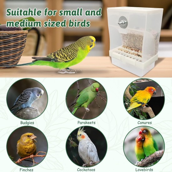 KOMUNJ Automatic Bird Feeder Budgie Cockatiel Feeder for Budgies, Canaries, Cockatiels, Finches, Parakeets, Seeds, Hooks KOMUNJ Automatic Bird Feeder Budgie Cockatiel Feeder for Budgies, Canaries, Cockatiels, Finches, Parakeets, Seeds, Hooks