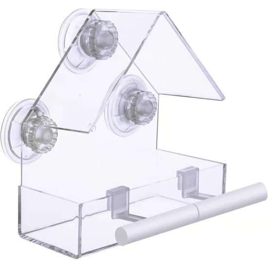 LIANGPIN Window Suction Cup Bird Feeder with Drainage Holes for Windowsill Small Birds Acrylic Clear LIANGPIN Window Suction Cup Bird Feeder with Drainage Holes for Windowsill Small Birds Acrylic Clear