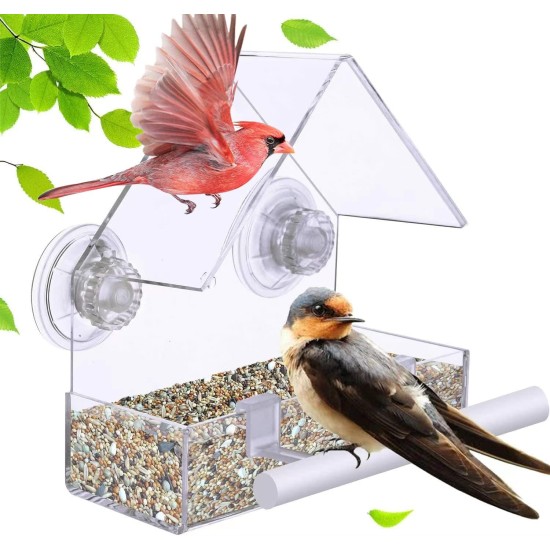 LIANGPIN Window Suction Cup Bird Feeder with Drainage Holes for Windowsill Small Birds Acrylic Clear LIANGPIN Window Suction Cup Bird Feeder with Drainage Holes for Windowsill Small Birds Acrylic Clear