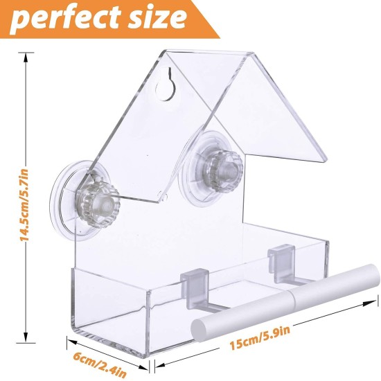 LIANGPIN Window Suction Cup Bird Feeder with Drainage Holes for Windowsill Small Birds Acrylic Clear LIANGPIN Window Suction Cup Bird Feeder with Drainage Holes for Windowsill Small Birds Acrylic Clear