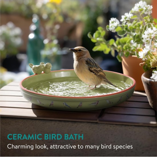 Navaris Large Ceramic Bird Bath, Bird Bath, Frost-Proof, Drinking Bowl for Birds, Design Bowl, Bird Bowl for the Garden or Balcony, Green Navaris Large Ceramic Bird Bath, Bird Bath, Frost-Proof, Drinking Bowl for Birds, Design Bowl, Bird Bowl for the Garden or Balcony, Green