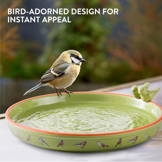 Navaris Large Ceramic Bird Bath, Bird Bath, Frost-Proof, Drinking Bowl for Birds, Design Bowl, Bird Bowl for the Garden or Balcony, Green Navaris Large Ceramic Bird Bath, Bird Bath, Frost-Proof, Drinking Bowl for Birds, Design Bowl, Bird Bowl for the Garden or Balcony, Green