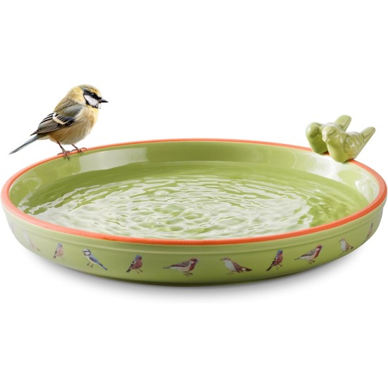 Navaris Large Ceramic Bird Bath, Bird Bath, Frost-Proof, Drinking Bowl for Birds, Design Bowl, Bird Bowl for the Garden or Balcony, Green Navaris Large Ceramic Bird Bath, Bird Bath, Frost-Proof, Drinking Bowl for Birds, Design Bowl, Bird Bowl for the Garden or Balcony, Green