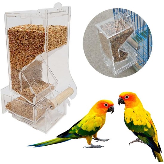 No Mess Bird Feeder Acrylic Pet Birds Seeds Transparent Food Feeder Cage Parakeet Seed Food Container No Mess Bird Feeder Acrylic Pet Birds Seeds Transparent Food Feeder Cage Parakeet Seed Food Container