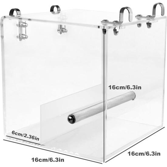 No Mess Bird Feeder for Cage - Automatic Bird Feeder Transparent Food Container Acrylic No Spill Cage Seed Catcher with Stainless Steel Hook for Parrots Parakeets No Mess Bird Feeder for Cage - Automatic Bird Feeder Transparent Food Container Acrylic No Spill Cage Seed Catcher with Stainless Steel Hook for Parrots Parakeets