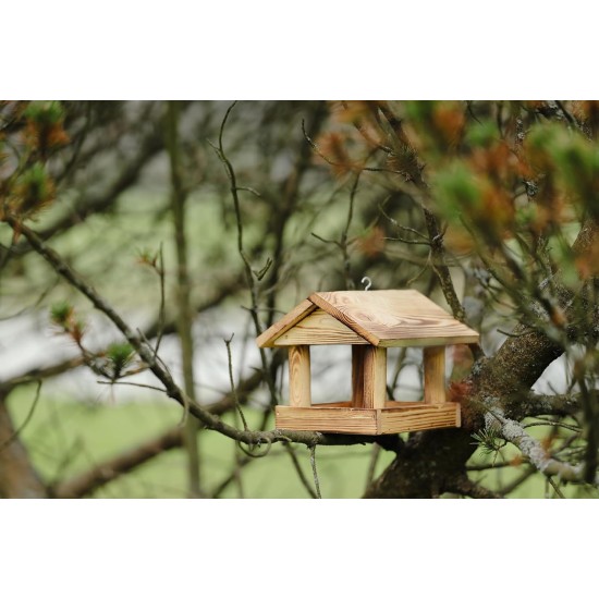 PATKAR, Pinewood Bird Table, Flamed, H22/24 x 26 x 26 cm PATKAR, Pinewood Bird Table, Flamed, H22/24 x 26 x 26 cm