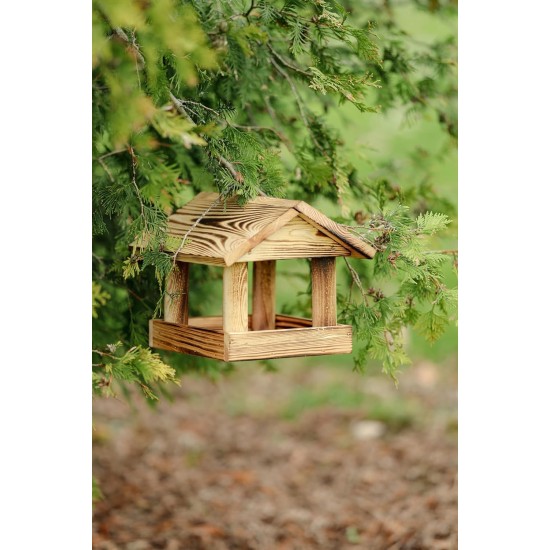 PATKAR, Pinewood Bird Table, Flamed, H22/24 x 26 x 26 cm PATKAR, Pinewood Bird Table, Flamed, H22/24 x 26 x 26 cm