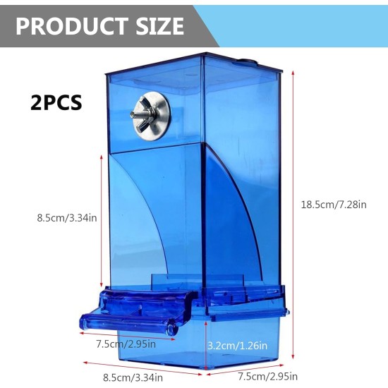 Pack of 2 Automatic Bird Feeders, Transparent, Automatic Bird Feeder for Cages, Acrylic Automatic Feeder Parrots, Transparent Acrylic Bird Feeder for Birds Budgies (Blue) Pack of 2 Automatic Bird Feeders, Transparent, Automatic Bird Feeder for Cages, Acrylic Automatic Feeder Parrots, Transparent Acrylic Bird Feeder for Birds Budgies (Blue)