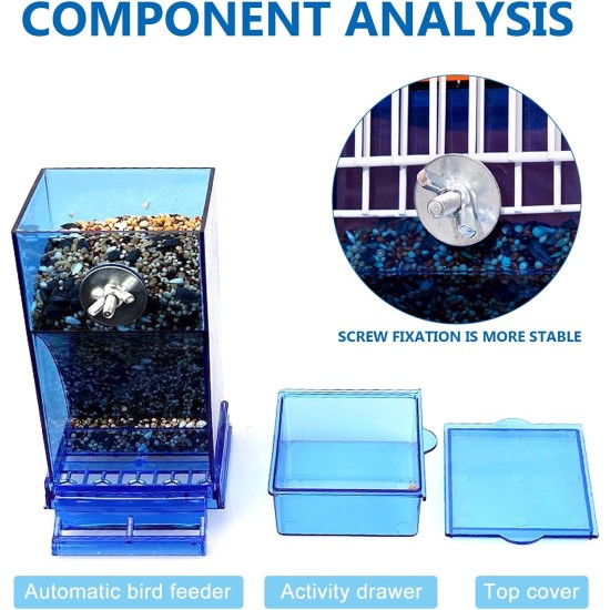 Pack of 2 Automatic Bird Feeders, Transparent, Automatic Bird Feeder for Cages, Acrylic Automatic Feeder Parrots, Transparent Acrylic Bird Feeder for Birds Budgies (Blue) Pack of 2 Automatic Bird Feeders, Transparent, Automatic Bird Feeder for Cages, Acrylic Automatic Feeder Parrots, Transparent Acrylic Bird Feeder for Birds Budgies (Blue)