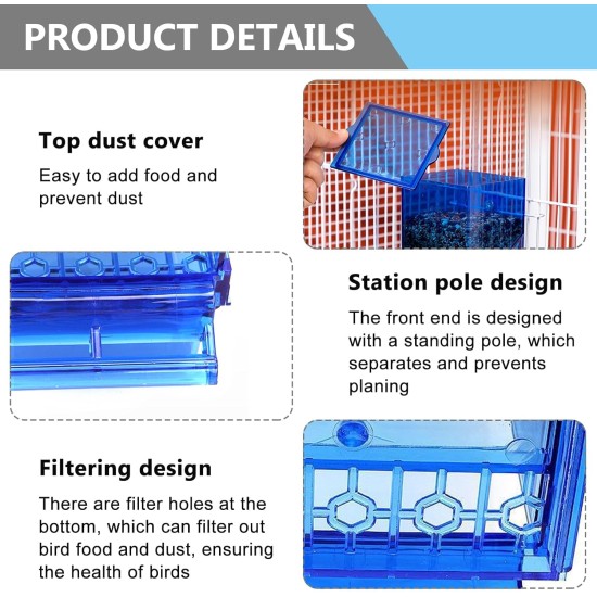 Pack of 2 Automatic Bird Feeders, Transparent, Automatic Bird Feeder for Cages, Acrylic Automatic Feeder Parrots, Transparent Acrylic Bird Feeder for Birds Budgies (Blue) Pack of 2 Automatic Bird Feeders, Transparent, Automatic Bird Feeder for Cages, Acrylic Automatic Feeder Parrots, Transparent Acrylic Bird Feeder for Birds Budgies (Blue)