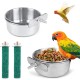 Pack of 2 Bird Feeding Bowls for Hanging, Stainless Steel Bowl with Holder, Bird Feeder Bowl, Stainless Steel Parrots Feeding Cup, for Birds, Parrots, Water Feeding Bowl