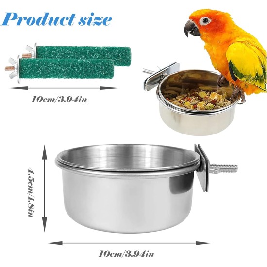 Pack of 2 Bird Feeding Bowls for Hanging, Stainless Steel Bowl with Holder, Bird Feeder Bowl, Stainless Steel Parrots Feeding Cup, for Birds, Parrots, Water Feeding Bowl Pack of 2 Bird Feeding Bowls for Hanging, Stainless Steel Bowl with Holder, Bird Feeder Bowl, Stainless Steel Parrots Feeding Cup, for Birds, Parrots, Water Feeding Bowl