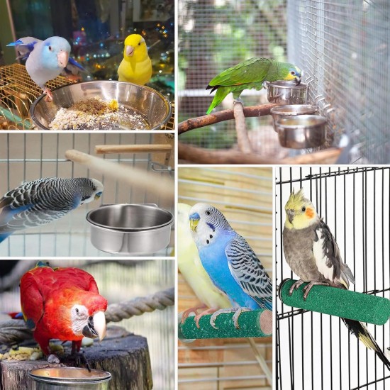Pack of 2 Bird Feeding Bowls for Hanging, Stainless Steel Bowl with Holder, Bird Feeder Bowl, Stainless Steel Parrots Feeding Cup, for Birds, Parrots, Water Feeding Bowl Pack of 2 Bird Feeding Bowls for Hanging, Stainless Steel Bowl with Holder, Bird Feeder Bowl, Stainless Steel Parrots Feeding Cup, for Birds, Parrots, Water Feeding Bowl