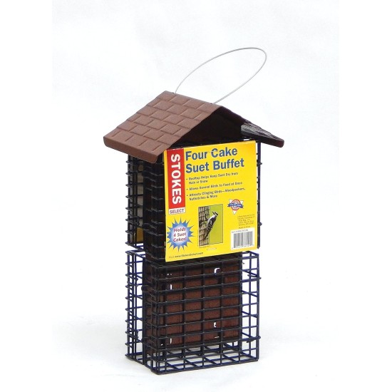Stokes Select Four Cake Suet Buffet Bird Feeder with Metal Roof, Four Suet Capacity Stokes Select Four Cake Suet Buffet Bird Feeder with Metal Roof, Four Suet Capacity