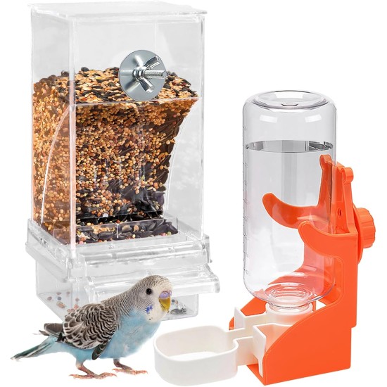 Transparent Automatic Bird Feeder: Bird Feeder, Automatic Water Dispenser, Cage Accessories, for Parrots, Budgies, Canaries, Cockatiels, Finches Transparent Automatic Bird Feeder: Bird Feeder, Automatic Water Dispenser, Cage Accessories, for Parrots, Budgies, Canaries, Cockatiels, Finches