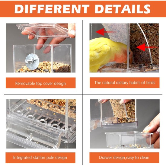 Transparent Automatic Bird Feeder: Bird Feeder, Automatic Water Dispenser, Cage Accessories, for Parrots, Budgies, Canaries, Cockatiels, Finches Transparent Automatic Bird Feeder: Bird Feeder, Automatic Water Dispenser, Cage Accessories, for Parrots, Budgies, Canaries, Cockatiels, Finches