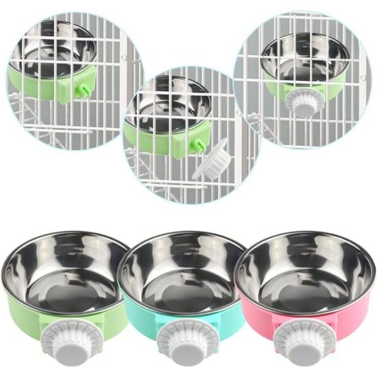 XINMEIWEN 3 Pack Bird Feeding Dish Cup Stainless Steel Pet Bowl Removable Hanging Pet Food Water Feeder Cup Perfect for Cats Puppies Birds Rats Ferrets (Blue + Green + Pink) XINMEIWEN 3 Pack Bird Feeding Dish Cup Stainless Steel Pet Bowl Removable Hanging Pet Food Water Feeder Cup Perfect for Cats Puppies Birds Rats Ferrets (Blue + Green + Pink)
