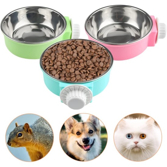 XINMEIWEN 3 Pack Bird Feeding Dish Cup Stainless Steel Pet Bowl Removable Hanging Pet Food Water Feeder Cup Perfect for Cats Puppies Birds Rats Ferrets (Blue + Green + Pink) XINMEIWEN 3 Pack Bird Feeding Dish Cup Stainless Steel Pet Bowl Removable Hanging Pet Food Water Feeder Cup Perfect for Cats Puppies Birds Rats Ferrets (Blue + Green + Pink)