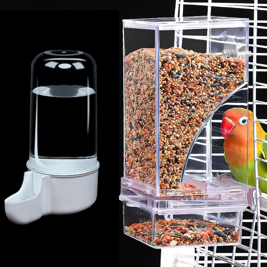 YouXiaor Automatic Bird Feeder, 2 Pieces, Automatic Feeder Birds and Water Dispenser, Transparent Acrylic Bird Feeder for Birds, Parrots, Budgies, Canaries YouXiaor Automatic Bird Feeder, 2 Pieces, Automatic Feeder Birds and Water Dispenser, Transparent Acrylic Bird Feeder for Birds, Parrots, Budgies, Canaries