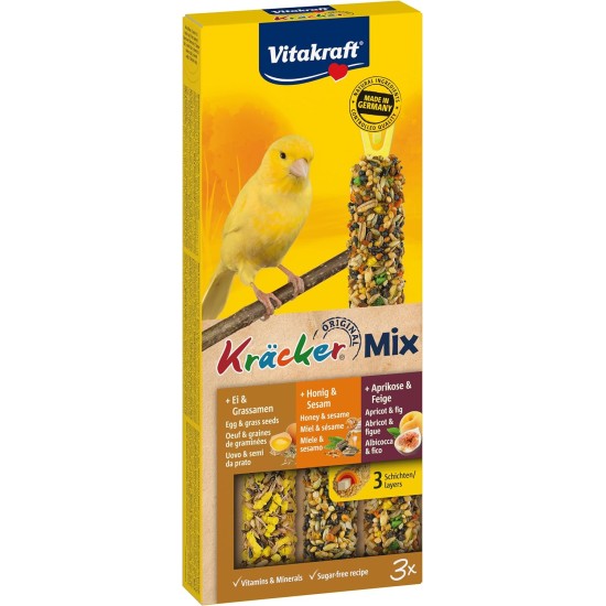 Vitakraft -21229 - Cracker Trio-Mix (egg grass seeds / apricot fig / honey sesame) canaries -80g Vitakraft -21229 - Cracker Trio-Mix (egg grass seeds / apricot fig / honey sesame) canaries -80g
