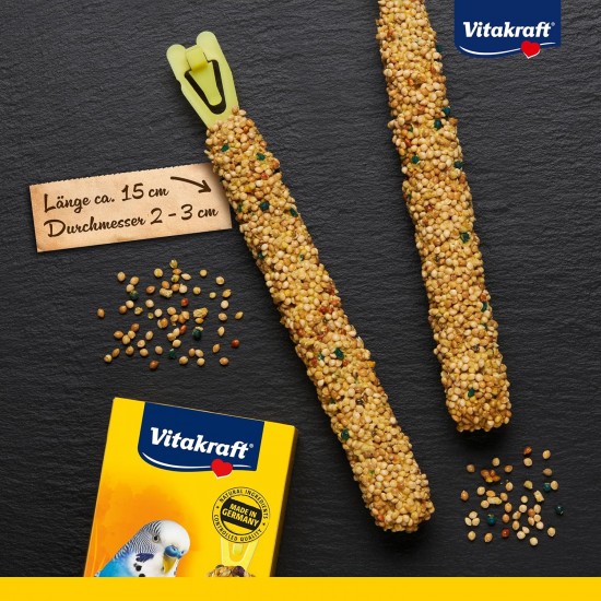 Vitakraft Cracker, for moulting aid, for moulting, nibble sticks for budgies, with vitamins and minerals, no added sugar (10 x 60 g) Vitakraft Cracker, for moulting aid, for moulting, nibble sticks for budgies, with vitamins and minerals, no added sugar (10 x 60 g)