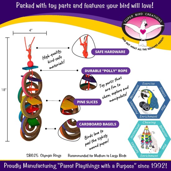 18 by 4-Inch Olympic Rings Bird Toy, Large 18 by 4-Inch Olympic Rings Bird Toy, Large