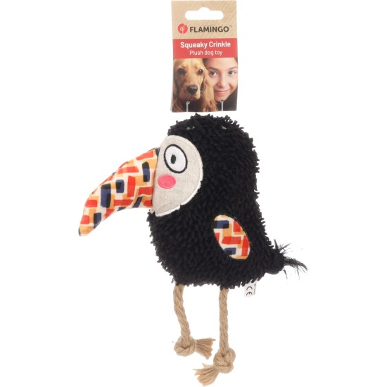Flamingo Saffia Bird Toy with Rope - Black, with Squeaker for Extra Fun - Perfect for Dogs Flamingo Saffia Bird Toy with Rope - Black, with Squeaker for Extra Fun - Perfect for Dogs