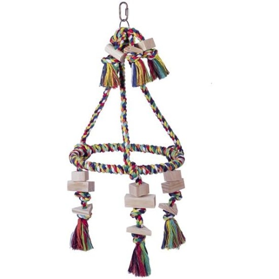 Nobby Pyramid Cotton Cage Toy with Wooden Blocks Diameter 30 cm 59 cm Multi-Coloured