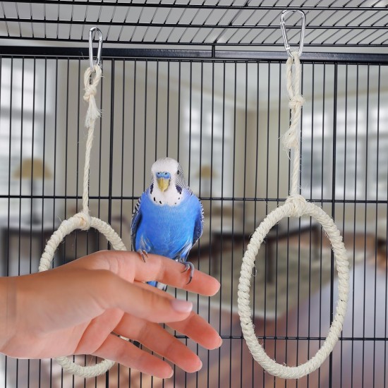 Relaxdays Bird Swing Set of 2, Climbing Bird, 15 cm, Budgie Rings, Bird Toy with Carabiner, Natural Relaxdays Bird Swing Set of 2, Climbing Bird, 15 cm, Budgie Rings, Bird Toy with Carabiner, Natural