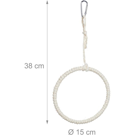 Relaxdays Bird Swing Set of 2, Climbing Bird, 15 cm, Budgie Rings, Bird Toy with Carabiner, Natural Relaxdays Bird Swing Set of 2, Climbing Bird, 15 cm, Budgie Rings, Bird Toy with Carabiner, Natural