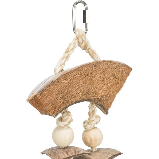 TRIXIE Natural Bird Toy Natural Coconut / Lava Rock 35 cm – 58996 TRIXIE Natural Bird Toy Natural Coconut / Lava Rock 35 cm – 58996
