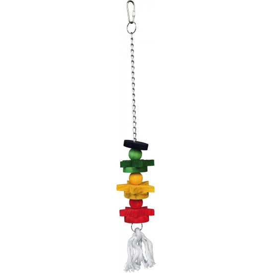 Trixie Colourful Wooden Toy with Chain and Rope, 30 cm, Pack of 4 Trixie Colourful Wooden Toy with Chain and Rope, 30 cm, Pack of 4