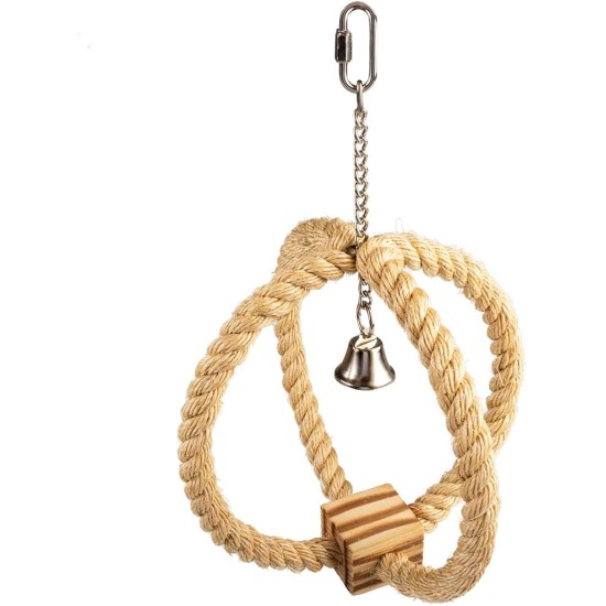 duvoplus, Sisal Rope & Block BBQ & Bell 33 x 22 x 22 cm, Beige, Birds, Beige, Birds