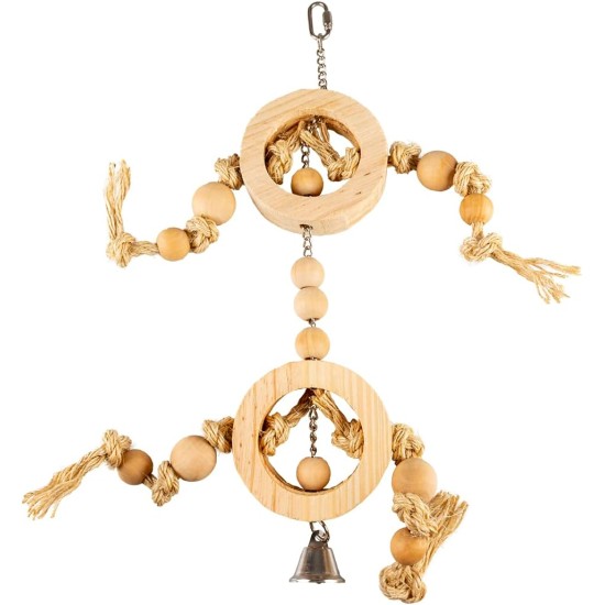 duvoplus, Wooden Rings with Sisal Rope and Beads, 55 x 17 x 3.2 cm, Beige, Birds, Beige duvoplus, Wooden Rings with Sisal Rope and Beads, 55 x 17 x 3.2 cm, Beige, Birds, Beige