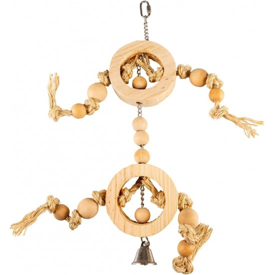 duvoplus, Wooden Rings with Sisal Rope and Beads, 55 x 17 x 3.2 cm, Beige, Birds, Beige duvoplus, Wooden Rings with Sisal Rope and Beads, 55 x 17 x 3.2 cm, Beige, Birds, Beige