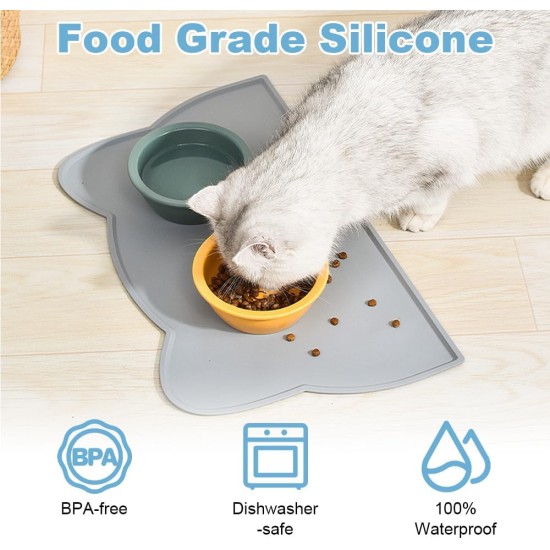 2 Pieces Bowl Mat Cat Bowl Mat Feeding Mat Cats 48 x 25.5 cm Cat Food Mat Silicone Cat Shape Pet Food Feeding Bowl Mat (Pink, Grey) 2 Pieces Bowl Mat Cat Bowl Mat Feeding Mat Cats 48 x 25.5 cm Cat Food Mat Silicone Cat Shape Pet Food Feeding Bowl Mat (Pink, Grey)