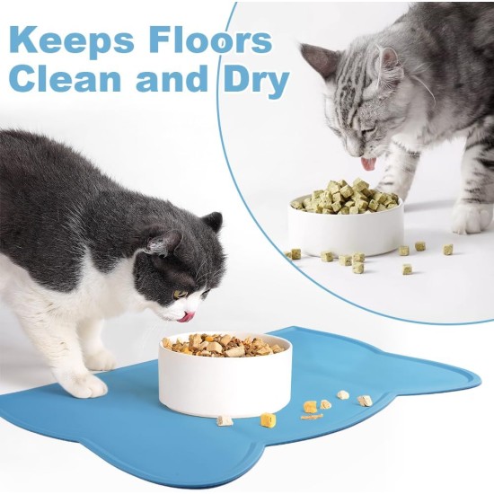 2 Pieces Bowl Mat Cat Bowl Mat Feeding Mat Cats 48 x 25.5 cm Cat Food Mat Silicone Cat Shape Pet Food Feeding Bowl Mat (Pink, Grey) 2 Pieces Bowl Mat Cat Bowl Mat Feeding Mat Cats 48 x 25.5 cm Cat Food Mat Silicone Cat Shape Pet Food Feeding Bowl Mat (Pink, Grey)