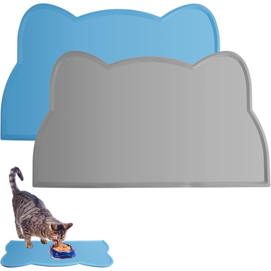 2 Pieces Bowl Mat Cat Bowl Mat Feeding Mat Cats 48 x 25.5 cm Cat Food Mat Silicone Cat Shape Pet Food Feeding Bowl Mat (Pink, Grey) 2 Pieces Bowl Mat Cat Bowl Mat Feeding Mat Cats 48 x 25.5 cm Cat Food Mat Silicone Cat Shape Pet Food Feeding Bowl Mat (Pink, Grey)